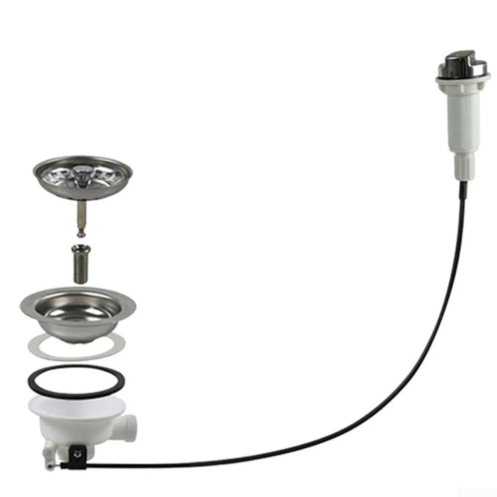 Kitchen Sink Drain Strainer Sus304 Stainless Steel 110Mm Waste Kit With Cable Control And Filter 9347817170689