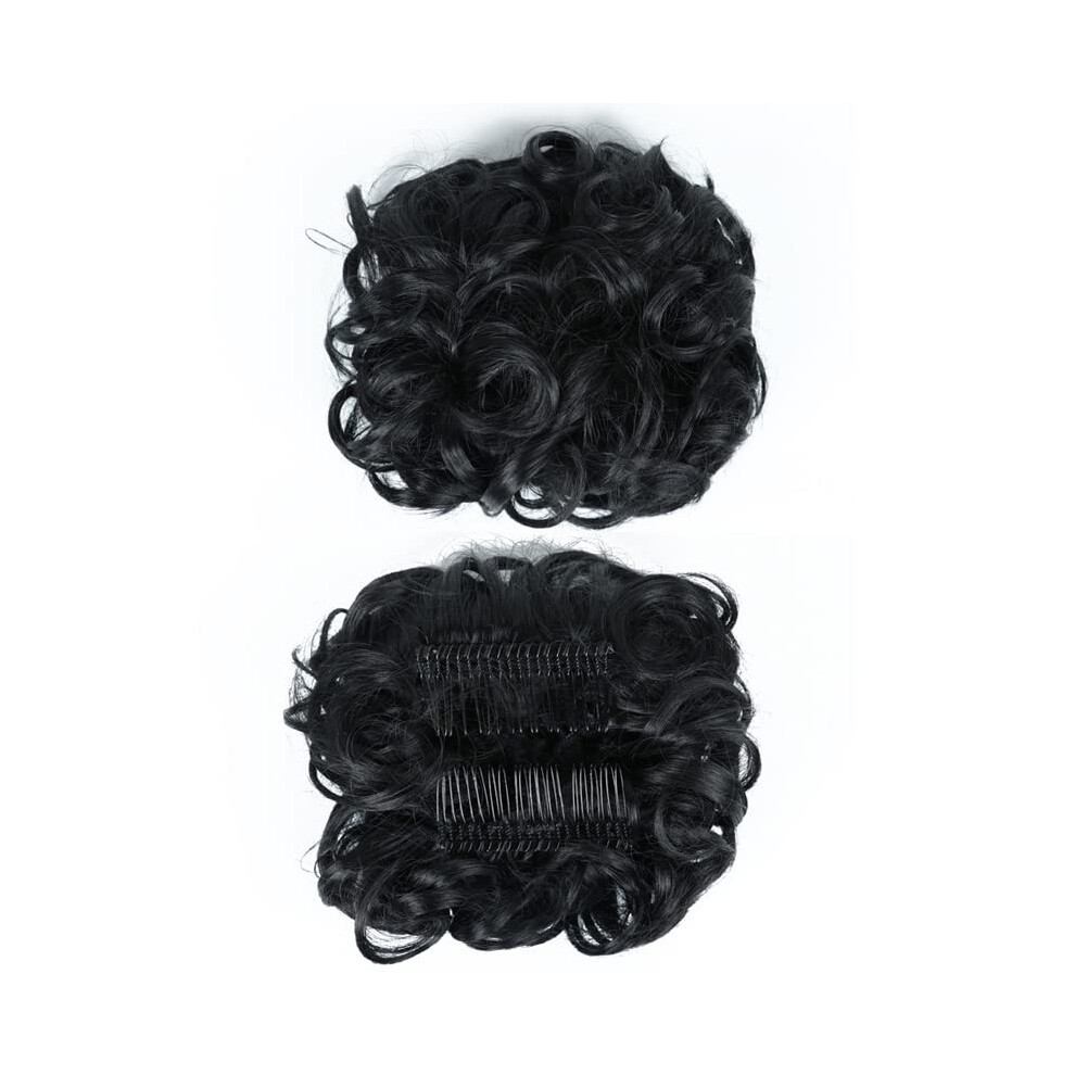 Unisex Hair Bun Extensions Synthetic Hair With Comb Clips For Women, Chignon Updo, Messy Bun Scrunchie Style, Ponytail Hairpiece Q8 1B