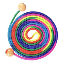Kids Jump Rope 16ft Rainbow Skipping Rope with Wooden Handles Adjustable for School Team Games
