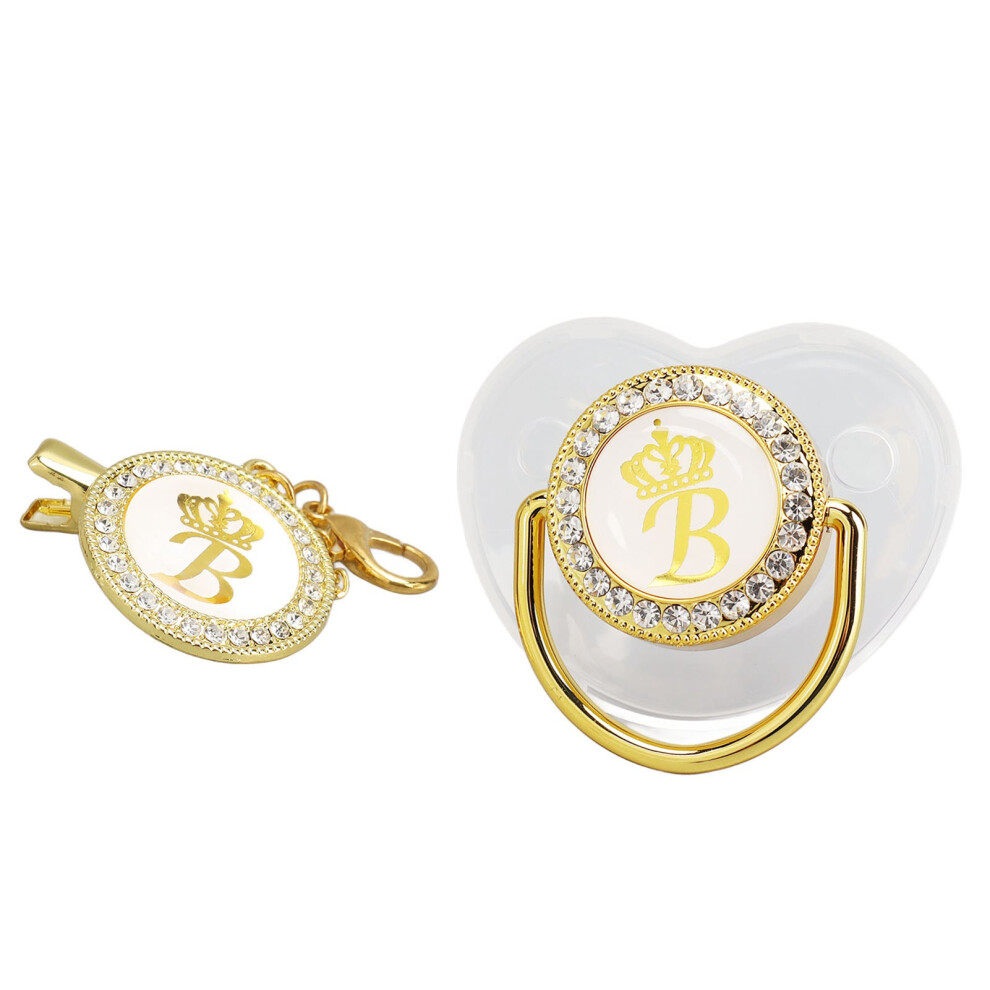 Baby Pacifier Teething Nipple With Rhinestones, 6-18 Months Golden