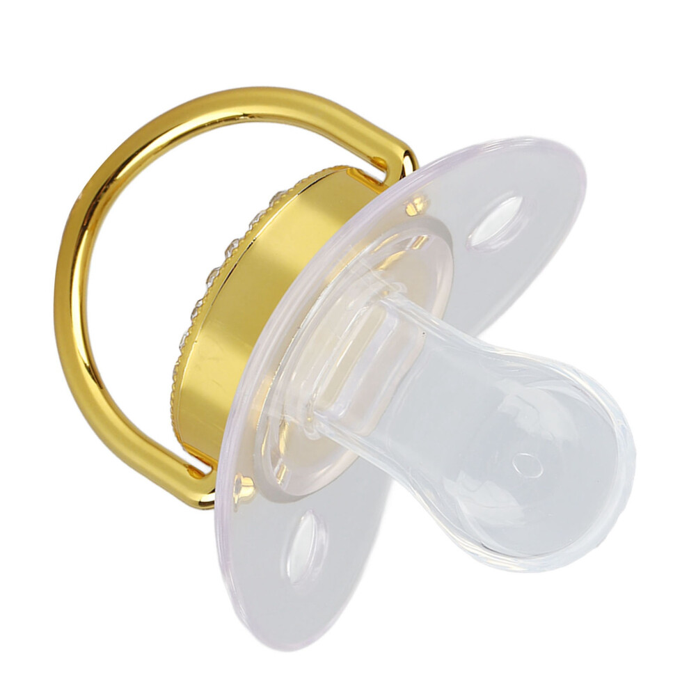 Baby Pacifier Teether With Rhinestones And Letter Nipple For 6-18 Months Golden