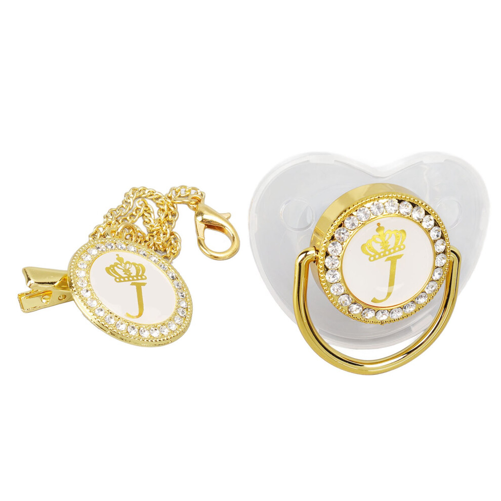 Baby Pacifier Teething Nipple With Rhinestones For 6-18 Months Golden