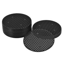 Flower Pot Hole Mesh Pad 4.7 Inch Bonsai Plant Floor Round Plastic Base Grid Screen Mat Black Pack of 20