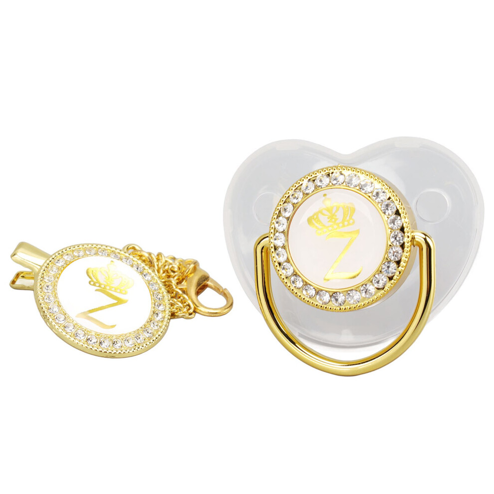 Rhinestone Nipple Pacifier: Safe Ergonomic Seamless Design Golden