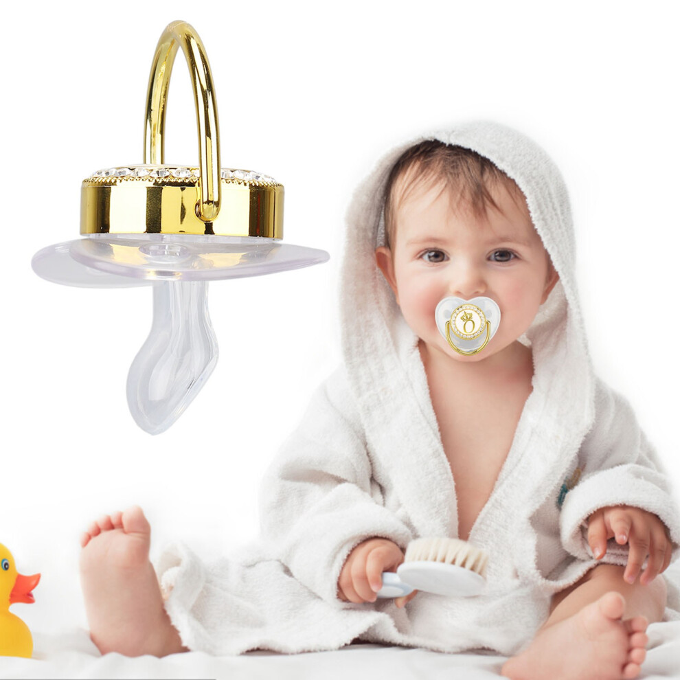 Rhinestone Baby Pacifier With Flexible Letter Design Silicone Golden