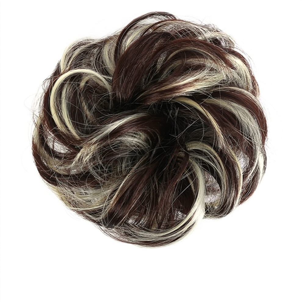 Hair Bun Extensions Curly Wavy Donut Hairpiece Elastic Band For Messy Updo Women Synthetic Hair Color 6AH613