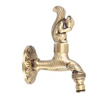 Vintage Carved Bronze Tap Squirrel Design Anti Rust G1/2in Outdoor Faucet