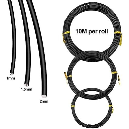 Baum bonsai training wires, 3 sizes 1 mm, 1.5 mm, 2 mm, each 10 m. 1