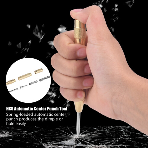 Professional Automatic Punch Tool, Spring Loaded Center Marker with Precision Tip, Adjustable Spring Loaded Design for Consistent Impact, Heat 2