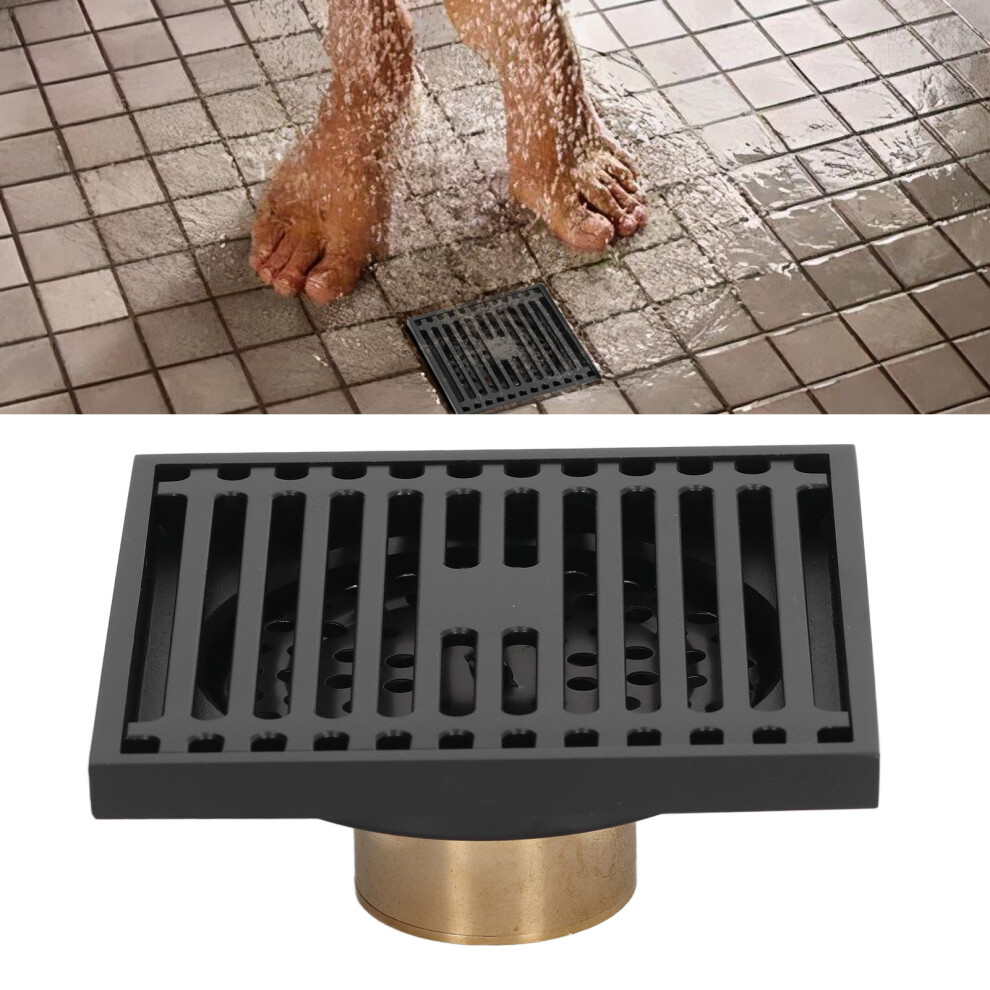 Large Displacement Black Copper Shower Drain Odorproof For Toilet & Balcony 9441373342488