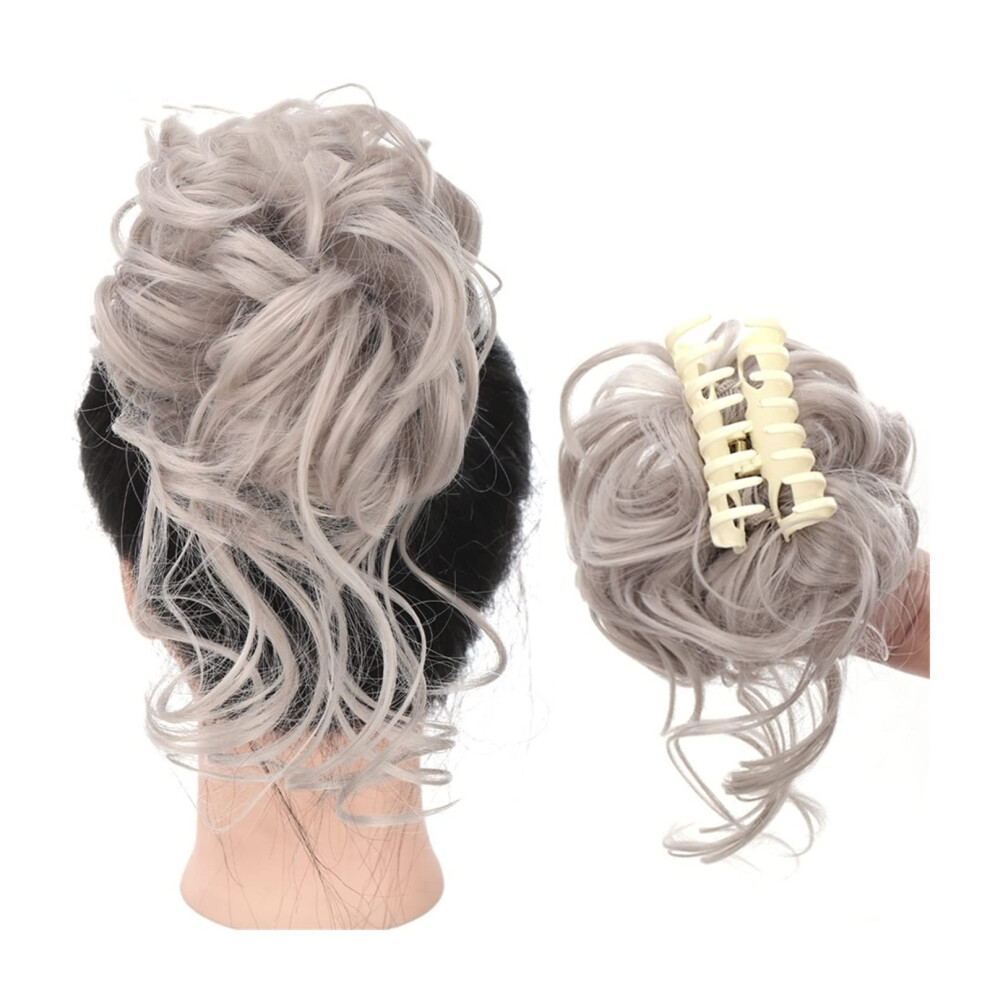 Unisex Hair Bun Extensions 1Pcs Synthetic Curly Wavy Hairpiece Claw Clipin Dish Hair Bun Chignon For Women Color Sw2074503