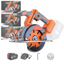 Cordless Circular Saw With Battery And Charger, Adjustable 045 Angle, 051mm Depth, 7.2 Inch, Cuts Wood PVC Aluminum