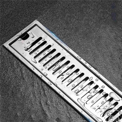 3X Rectangular Linear Shower Floor Drain Long Linear Drainage Channel Drain for Hotel Bathroom Kitchen Floor 20cm