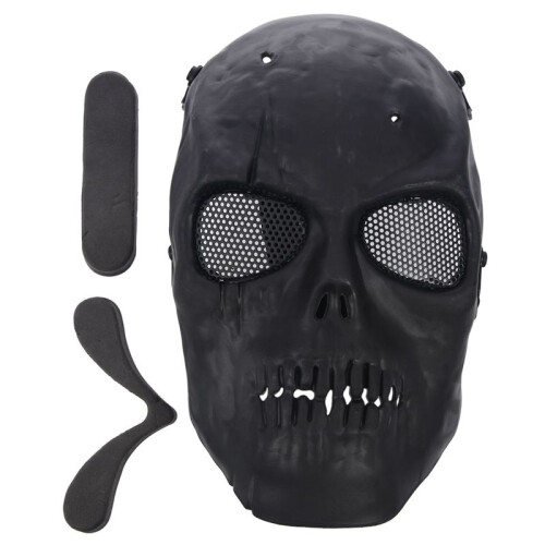 3X Airsoft Mask Skull Full Protective Mask - Black 1