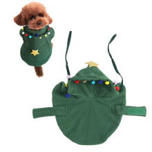 Warm Green Cat Christmas Cape with Pompoms & Star for Small/Medium Pets