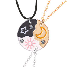 Pack of 3 Women's Silver Friendship Necklace, BFF Chains for 3 Girls, Sun Stars Moon