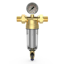 Water Pre Filter Brass Sediment 1/2 Inch Auto Cleaning Backwash 40 Micron Clear Collector