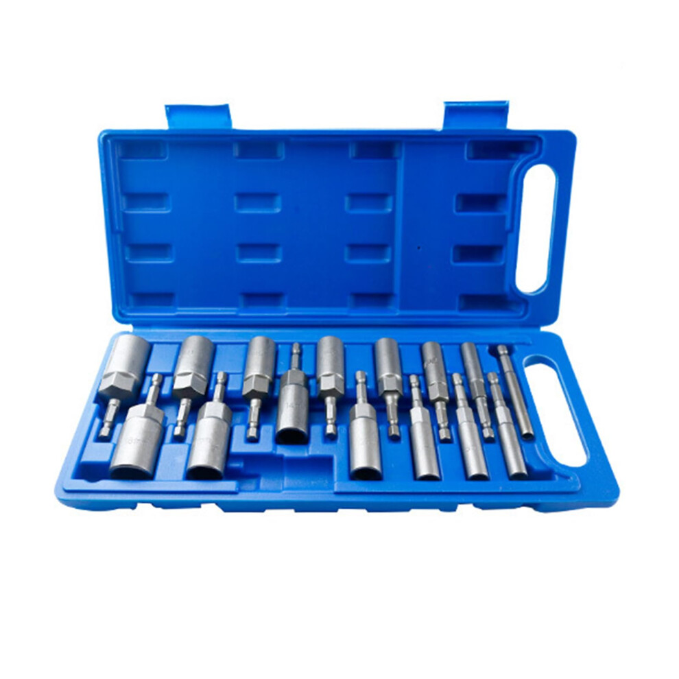 Hex Bit Socket Set 16Pcs, Hex Shank Deepened Sockets 5.519Mm, Nut Driver Drill Bits Tools, Telescobushing (15 Pcs) 9347817173468
