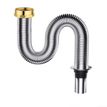 Flexible sink drain pipe, bathroom, 80/100 cm, stainless steel, drainage pipe, flexible hose, for efficient drainage (100 cm)