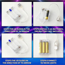 Pacote com 6 Baterias USB para Luzes LED, Portátil, 5V, com Tampa para Conectar Na Tomada, Suporte para 3 Pilhas AA com Interruptor