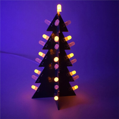 3D Christmas Tree DIY Kits Yellow LED Flashing Tree DIY Kit 3D Christmas Tree for Soldering Practice Learning 1