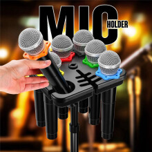 Multi Microphone Holder Square Tray Mics Holder with Cable Slots Holds  to 7 Mics for Organize and Display  Stage
