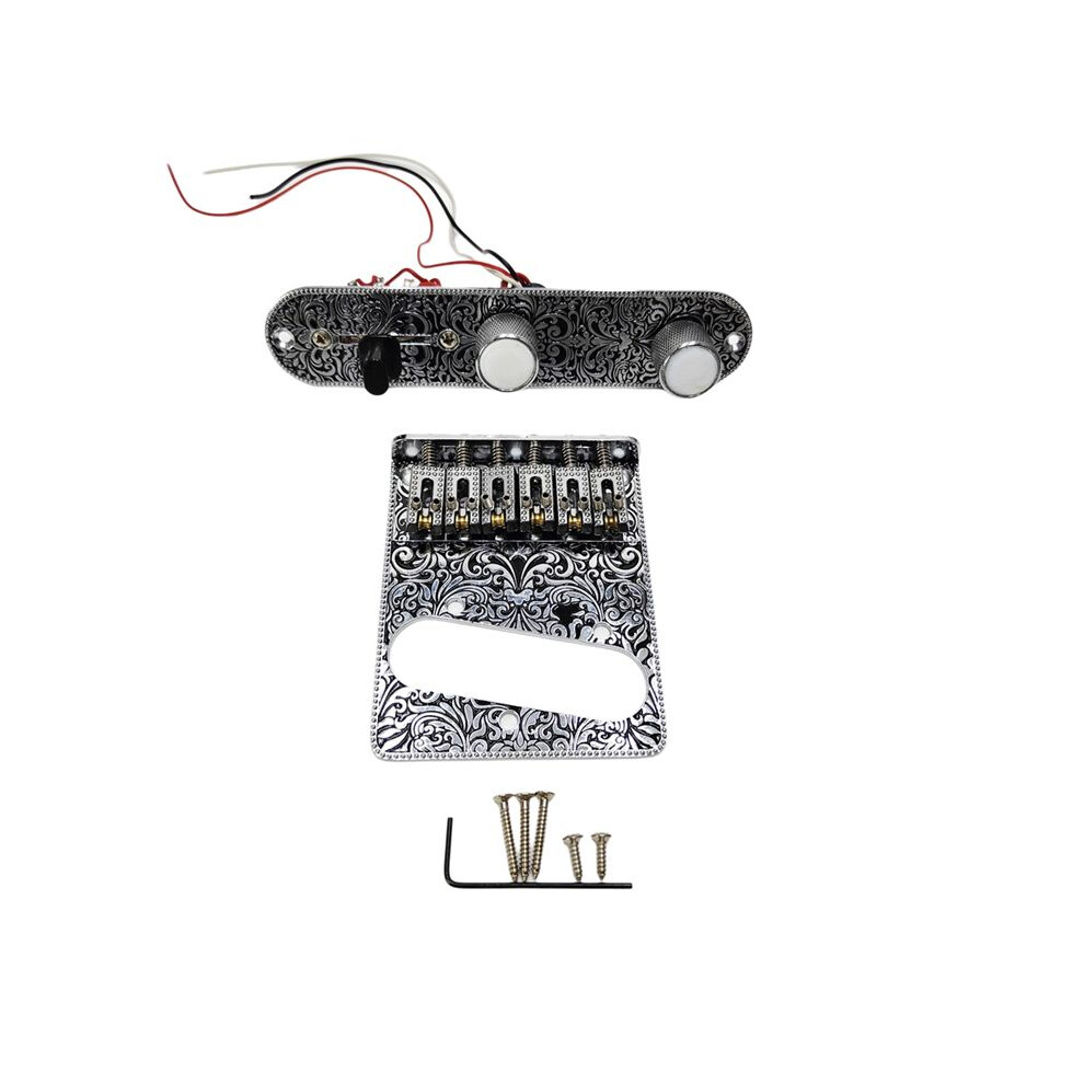 6 String Roller Saddle Guitar Prewired Control Plate And Bridge Plate Tl Electric Guitar Replacement Parts Silver 4713422056529