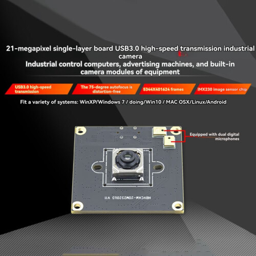 20MP USB Webcam with IMX230 Sensor 5344x4016 Resolution Industrial Camera Module for Streaming Video Conferencing A 2