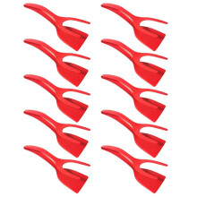 Multifunktionaler Steak-Bratspachtel-Clip, Zwei-In-Eins-Spatel-Clip, Lebensmittel-Clip, Bratpfannen-Spatel, Omelettclip, Rot