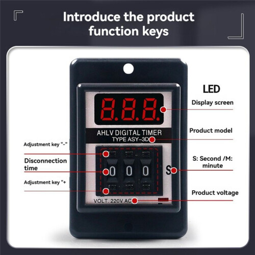 ASY-3D Fördröjningstimer Tidrelä 8PIN AC220V Siffror Display Programmerbar Timer Fördröjningsrelä Timer 999S 1