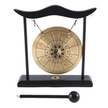 Desktop Gong - Feng Shui Brass Gong Desktop Ornament with Stand and Mallet, Delicate Chinese Home Decor,Chinese