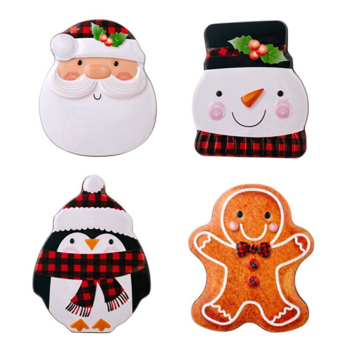 Candy Containers Christmas Cookie Tin Empty Tinplate Candy Boxes Cartoon Santa-Claus Gift Storage Container