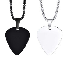 2 Sets of Guitar Pick Holders, Personalized Steel Accessories, Black and Silver Stainless Steel Chains