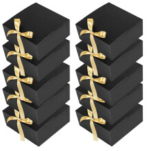 10Pack Svarta Presentförpackningar med Lock, 8X8X4 Tum Groomsmen Proposal Box, Lyxig Svart Presentförpackning med Band för Bröllopsförpackning
