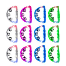 12 Pieces Light LED Tambourine, Musical Flashing Tambourine Glow Tambourines Handheld Percussion Instrument