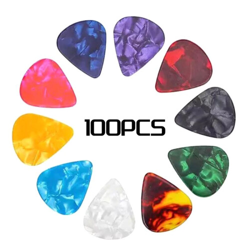 100 St Gitarrspel, 0,46 mm Tjocka Celluloidgitarrplektrum för Bas, Akustiska Gitarrer 30X26MM 1