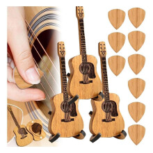 3SET Sherum Strumbox,Sheremart Strumbox, Wooden Acoustic Guitar Pick Box with 3 PCS Guitar Pick,Guitar Pick Display Case