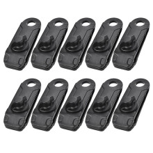 10pcs Outdoor Camping Tent Windproof Reusable Fixing -Clips Clamps Tarp Cord Buckle Tensioner Tent Black
