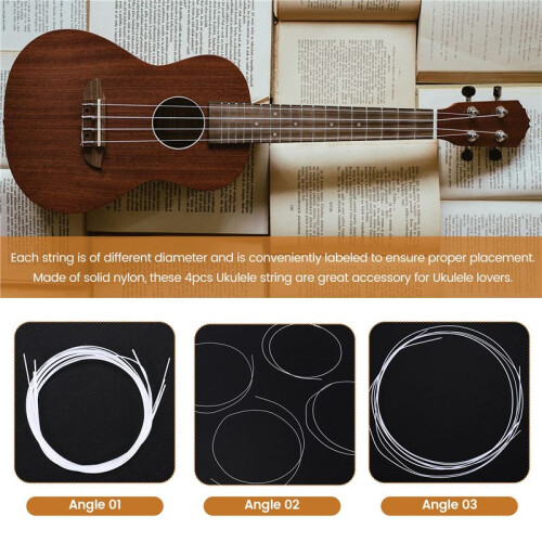 4pcs White Nylon Ukulele String Set 2