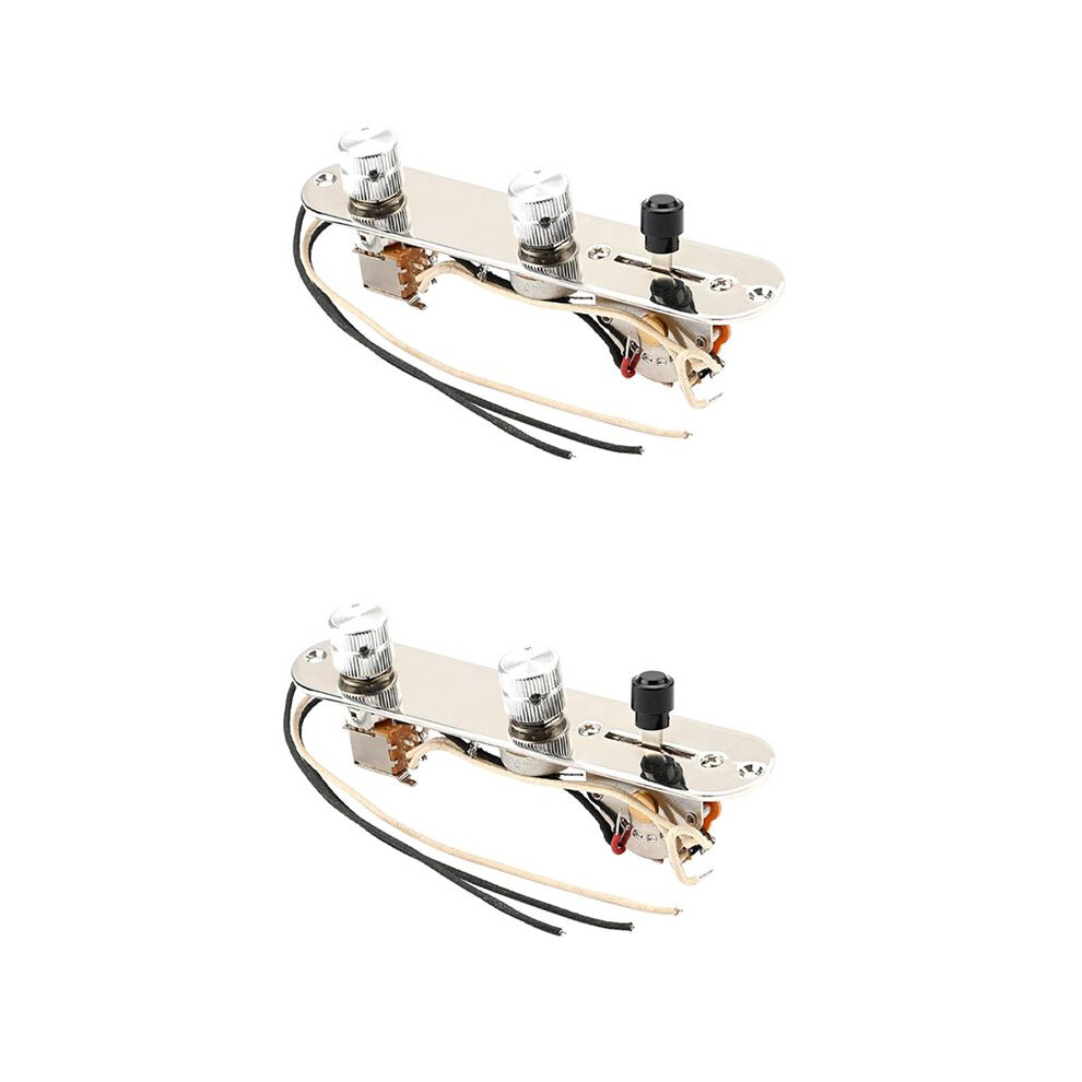 2X Chrome 3 Way Wired Loaded Prewired Control Plate Harness Knobs For Tele Telecaster Guitar Parts 4713951284400