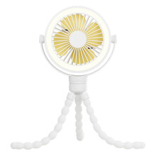 White Portable Rechargeable Baby Stroller Fan Clip- Octopus Night Light Personal Handheld Portable Fan