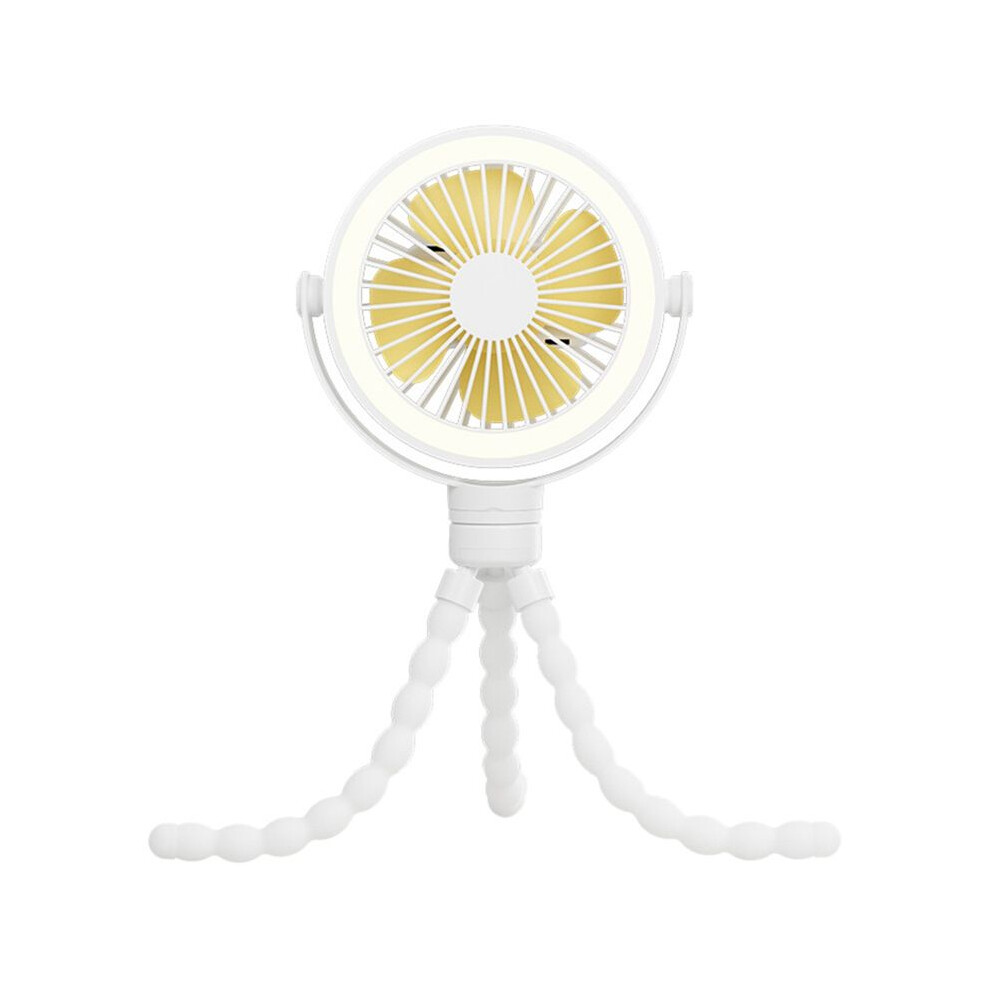 Portable Rechargeable Baby Stroller Fan Clip- Octopus Night Personal Handheld Portable Fan White/Light
