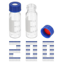 2ml Autosampler Vial, HPLC/GC Vials 9-425 Lab Clear Vials Sample Vial Screw Cap Writing Patch 200PCS