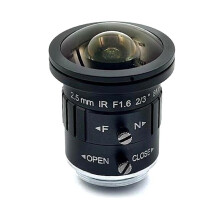 2.5mm 4K 8MP 2/3 Inch F1.6 IR Fisheye Wide Angle View C-S Mount Mono- CCTV Lens Auto Iris 8 Megapixel for 4K Camera