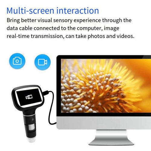 Atualização de Microscópio Digital de 2,4 Polegadas com Ampliação de 1600X e Microscópio de Moeda com 8 LEDs para Soldagem para Reparo 2