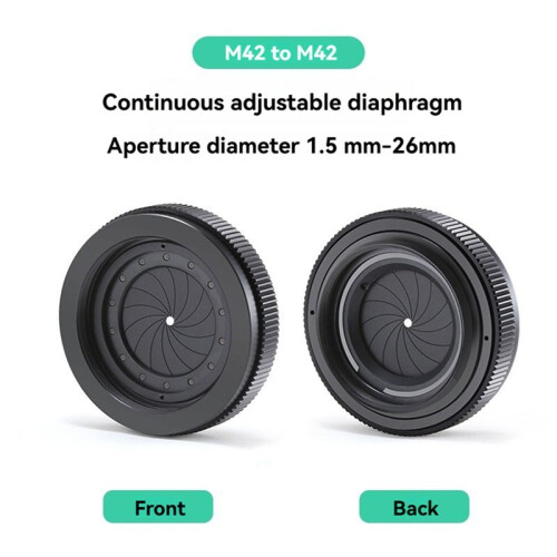 1.5-25mm Manual Aperture Adjustable Mechanical Iris Diaphragm Iris Diaphragm for Digital Camera Microscope M42 to M42 1