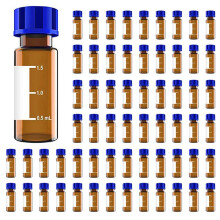 200 Pack Autosampler Vials, 2Ml HPLC Vials, 9-425 Lab Amber Vials with Write- Spot and Graduations,Screw Cap, Amber