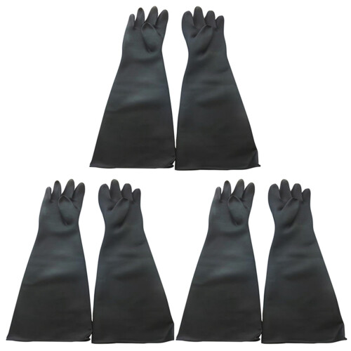 3X Sand Blasting Gloves for Sandblast Cabinet Gloves 60X20cm