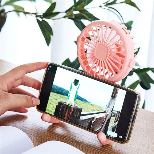 2X  Portable USB Rechargeable Silent  Fan 3 Speed Adjustable with Lighting Function for Car  Stroller 2