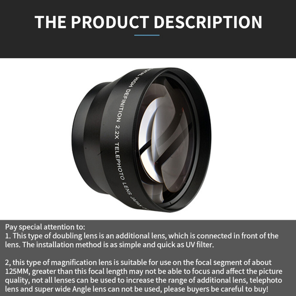 67Mm 2.2X Universal Teleconverter Lens 18-135 Focus Segment Telephoto Lens Multilayer Coating Digital Slr Camera Parts 4714204134640